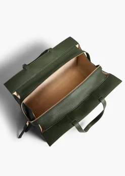 Khaite Totes|Top Handle-Crosby Bag in Bottle Green Pebbled Leather