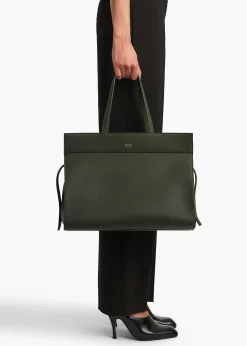 Khaite Totes|Top Handle-Crosby Bag in Bottle Green Pebbled Leather