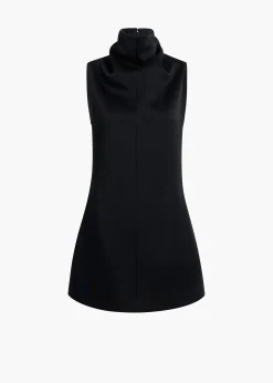 Khaite Leather|Dresses-Daria Dress in Black Satin