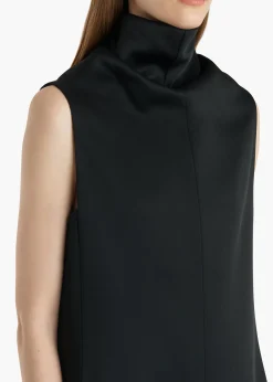 Khaite Leather|Dresses-Daria Dress in Black Satin