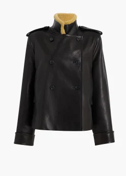 Khaite Leather|Outerwear & Coats-Dean Jacket in Black Leather with Shearling