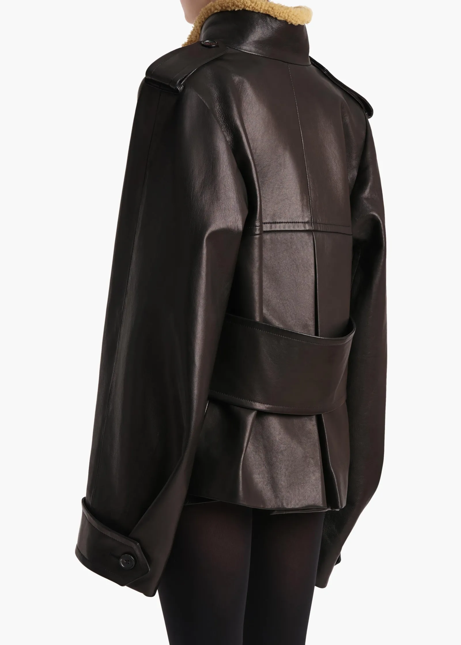 Khaite Leather|Outerwear & Coats-Dean Jacket in Black Leather with Shearling
