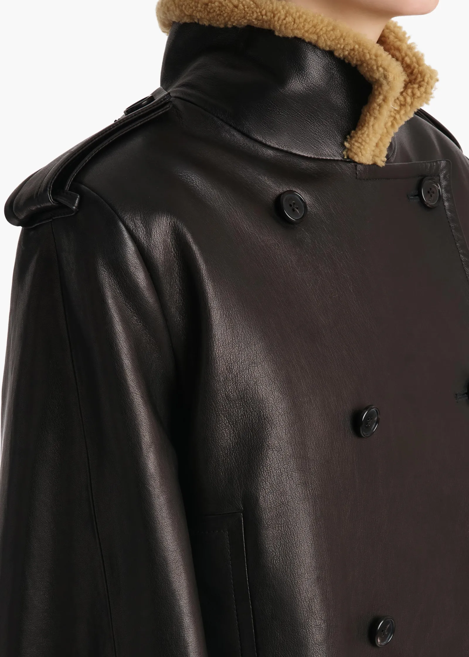Khaite Leather|Outerwear & Coats-Dean Jacket in Black Leather with Shearling