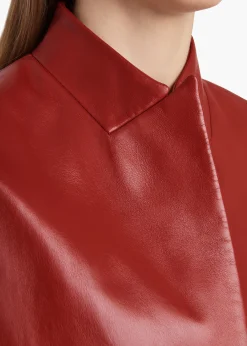 Khaite Leather|Jackets-Dolso Jacket in Deep Red Leather