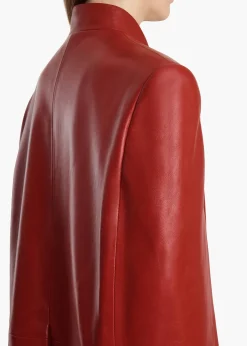 Khaite Leather|Jackets-Dolso Jacket in Deep Red Leather