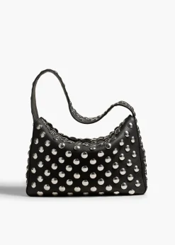 Khaite Shoulder Bags-Elena Bag in Black Leather with Studs