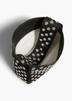 Khaite Shoulder Bags-Elena Bag in Black Leather with Studs