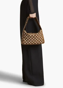 Khaite Shoulder Bags-Elena Bag in Mud Suede with Studs