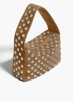 Khaite Shoulder Bags-Elena Bag in Mud Suede with Studs