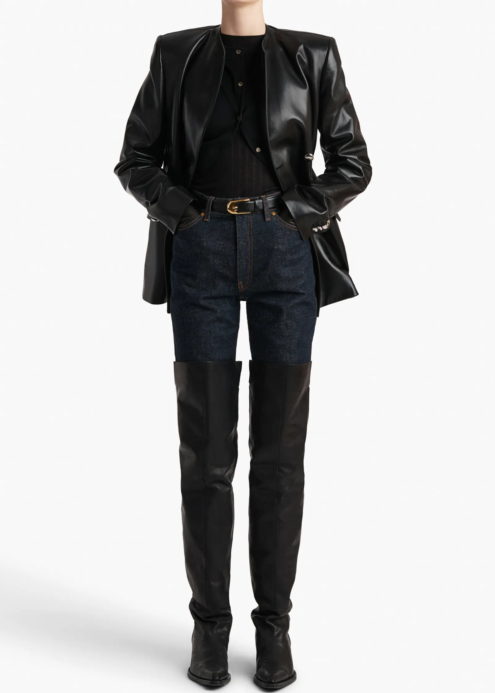 Khaite Leather|Jackets-Elona Jacket in Black Leather
