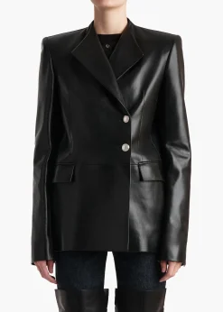 Khaite Leather|Jackets-Elona Jacket in Black Leather