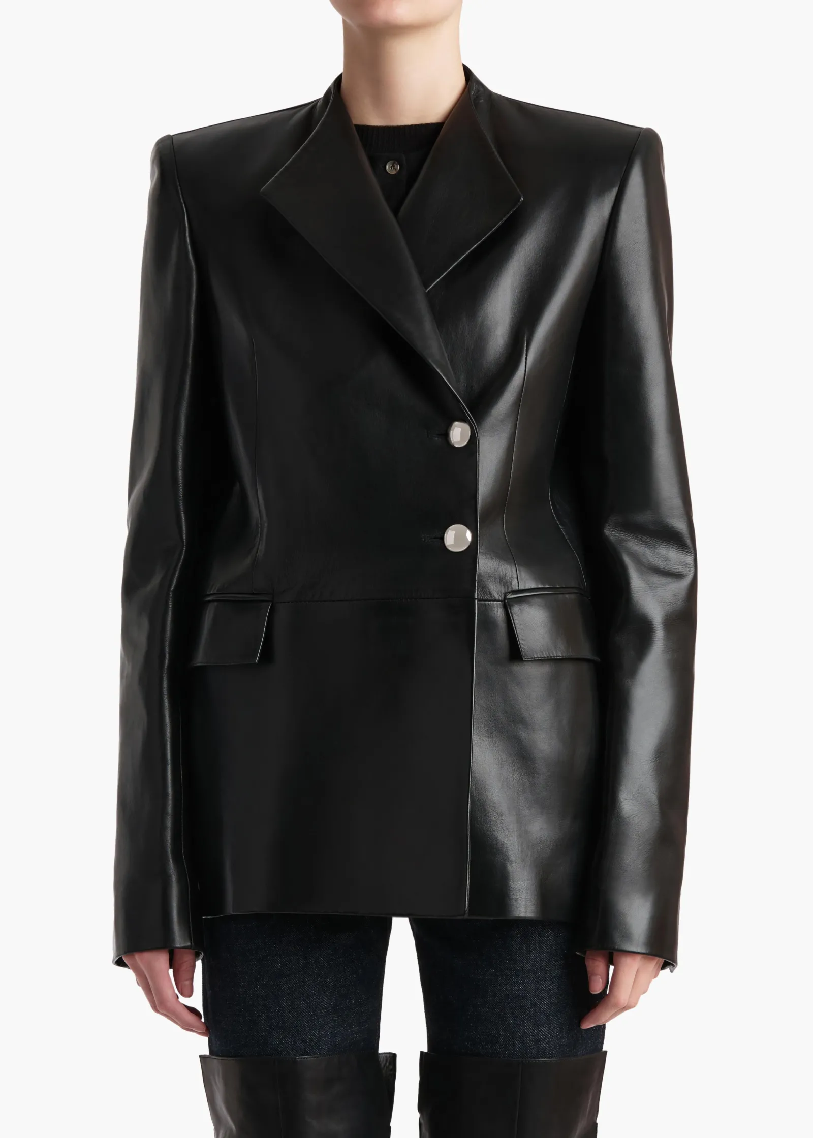 Khaite Leather|Jackets-Elona Jacket in Black Leather