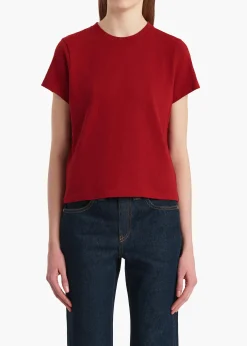 Khaite T-Shirts & Tanks-Emmylou T-Shirt in Crimson