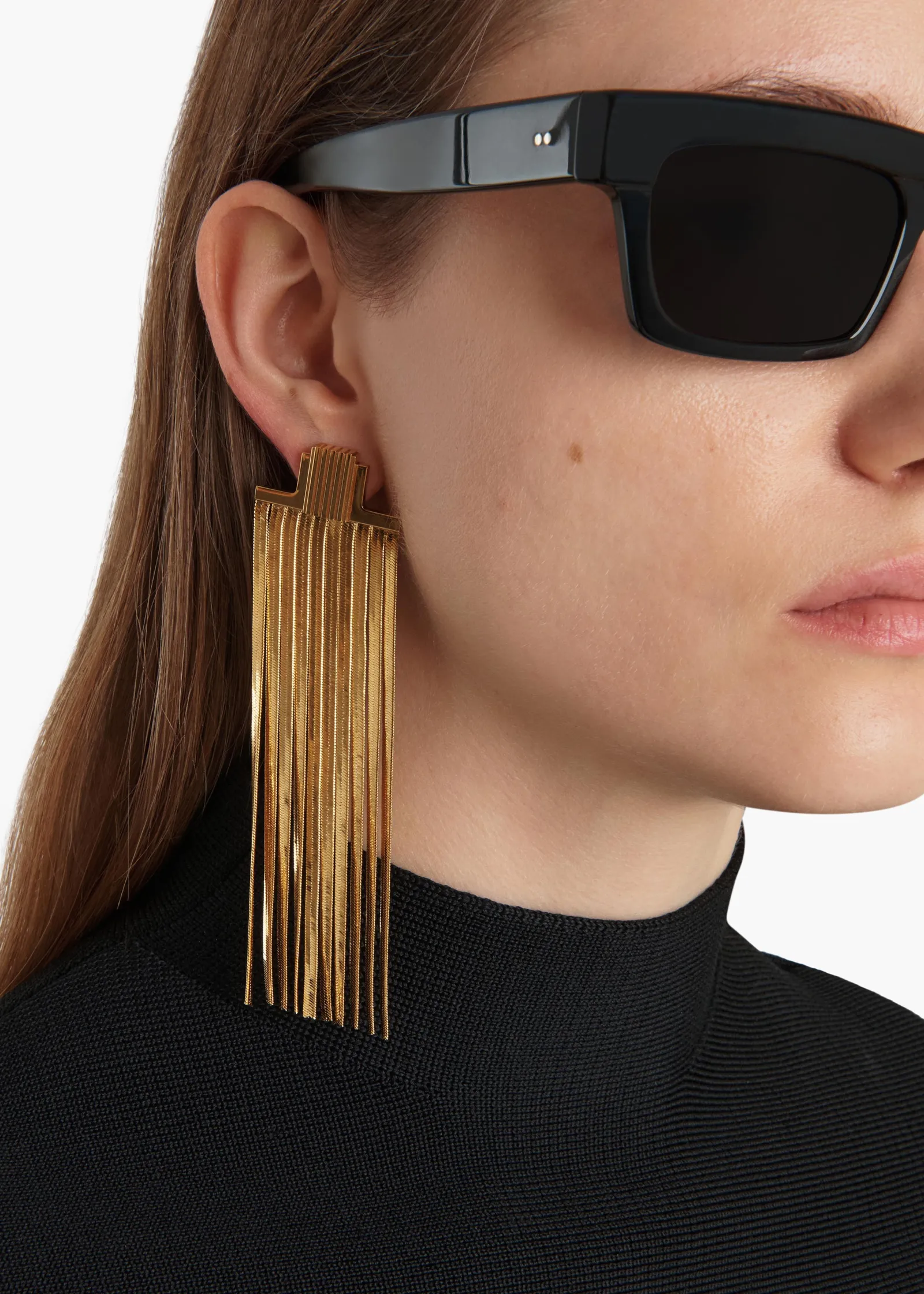 Khaite Jewelry-Empire Snake Chain Earrings in Gold