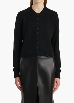 KHAITE Knitwear-Everheart Cardigan in Black