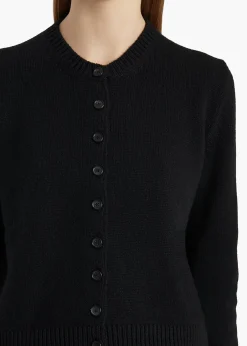 KHAITE Knitwear-Everheart Cardigan in Black