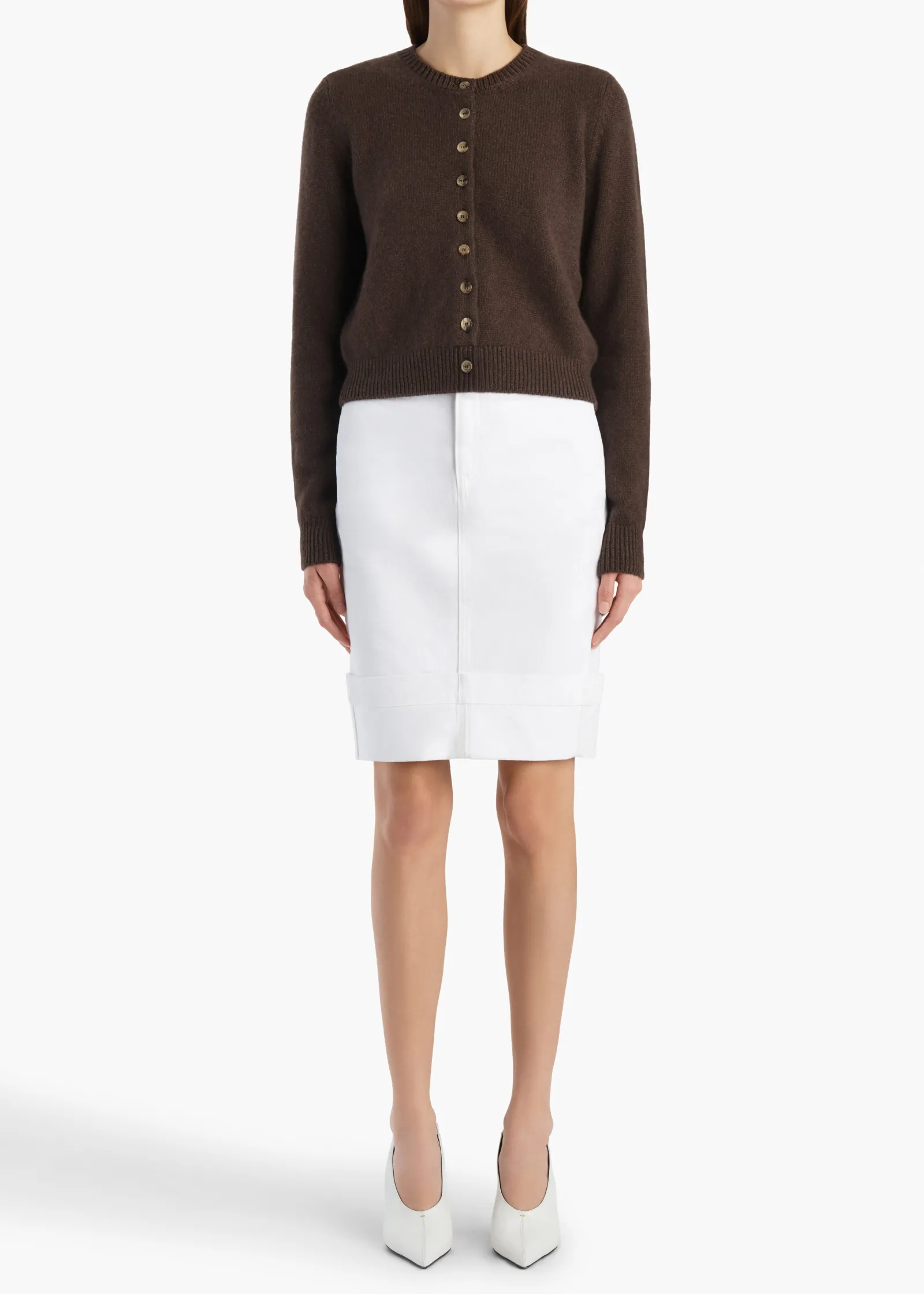 Khaite Knitwear-Everheart Cardigan in Coffee