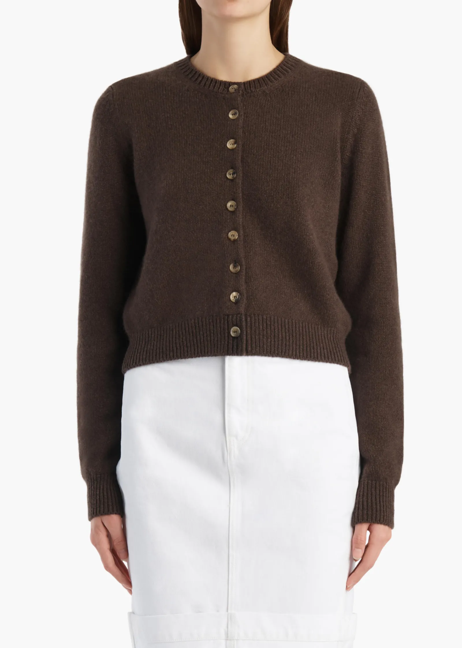 Khaite Knitwear-Everheart Cardigan in Coffee