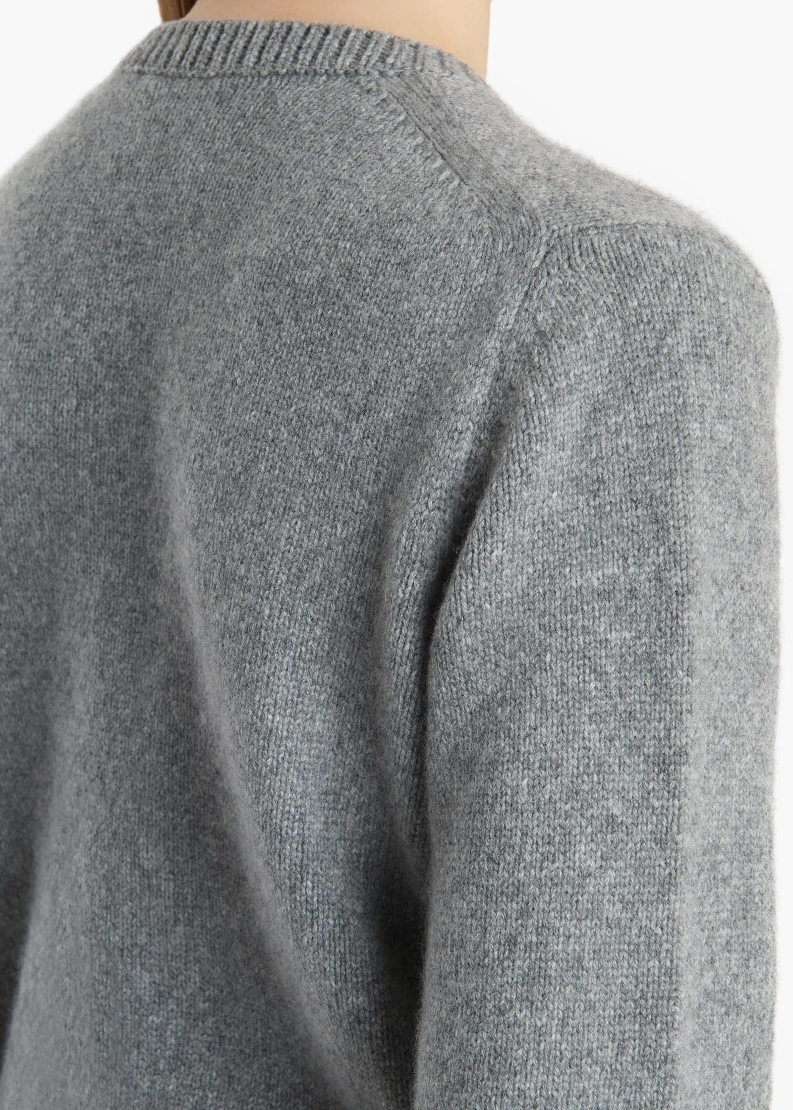 Khaite Knitwear-Everheart Cardigan in Fog with Leather Buttons