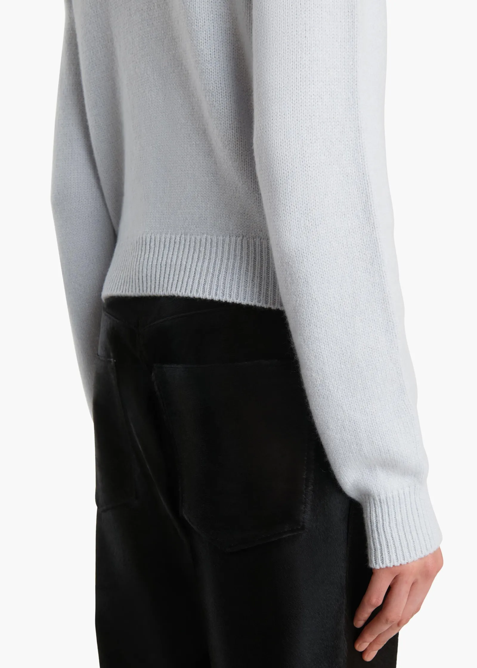 Khaite Knitwear-Everheart Cardigan in Ice Blue with Suede Buttons
