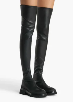 Khaite Boots-Fallon Over-the-Knee Boot in Black Leather