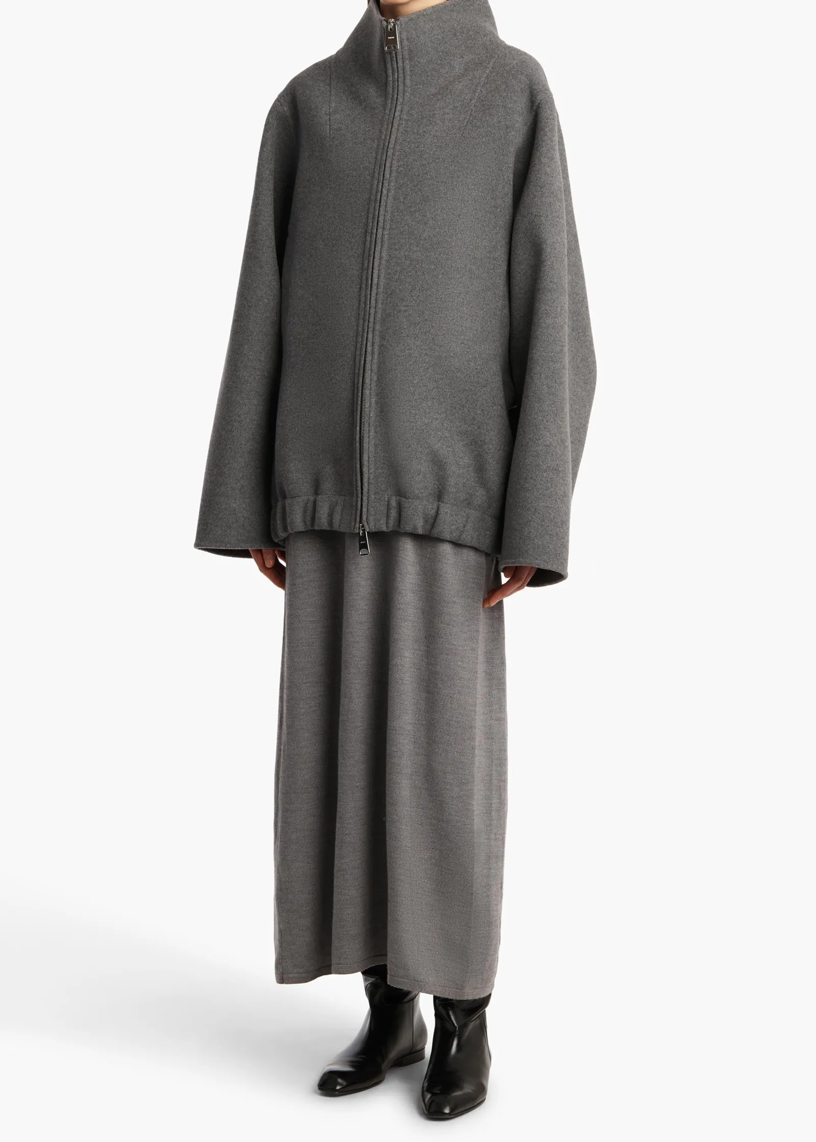 Khaite Outerwear & Coats|Jackets-Garret Jacket in Grey Melange