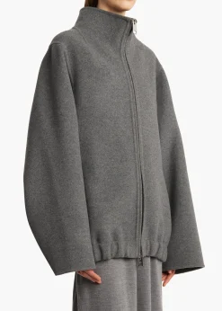 Khaite Outerwear & Coats|Jackets-Garret Jacket in Grey Melange