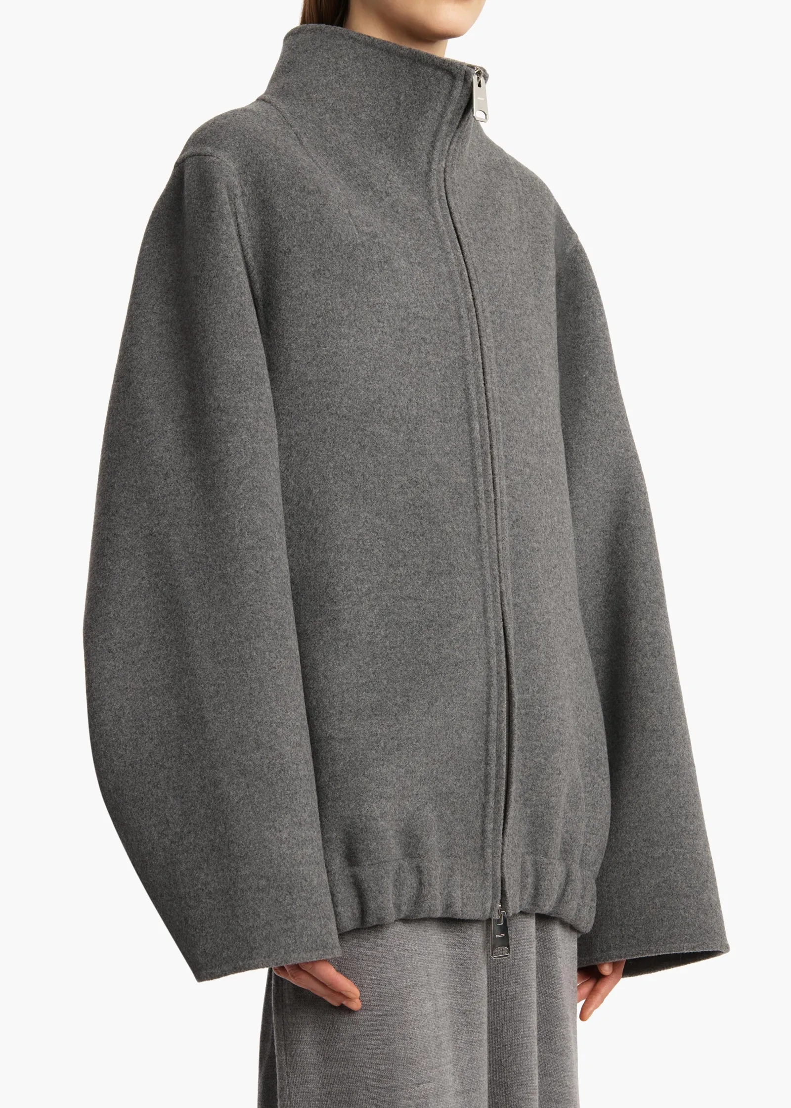 Khaite Outerwear & Coats|Jackets-Garret Jacket in Grey Melange