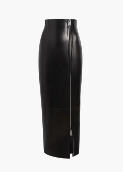 Khaite Leather|Skirts & Shorts-Gres Skirt in Black Leather