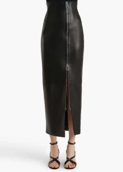 Khaite Leather|Skirts & Shorts-Gres Skirt in Black Leather
