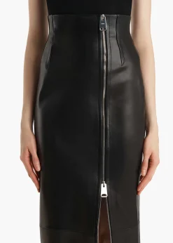 Khaite Leather|Skirts & Shorts-Gres Skirt in Black Leather