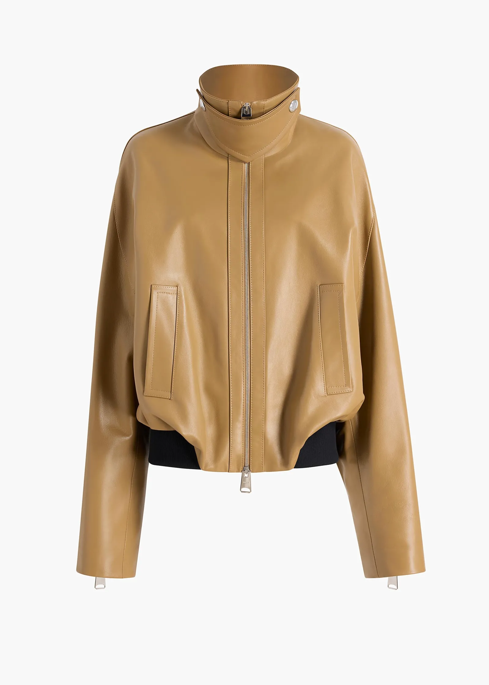 Khaite Outerwear & Coats|Leather-Hamett Jacket in Gold Ochre Leather