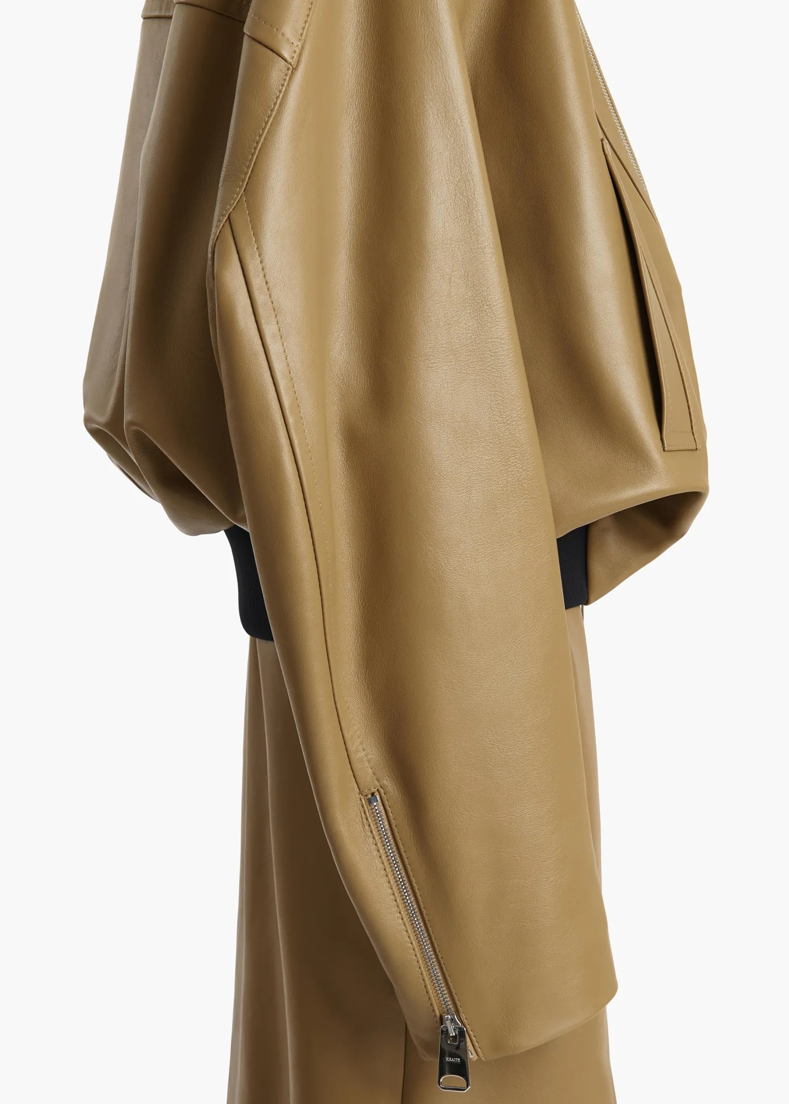 Khaite Outerwear & Coats|Leather-Hamett Jacket in Gold Ochre Leather