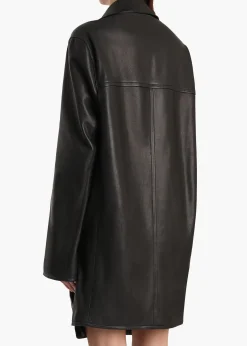 Khaite Leather|Outerwear & Coats-Harmon Coat in Black Washed Leather