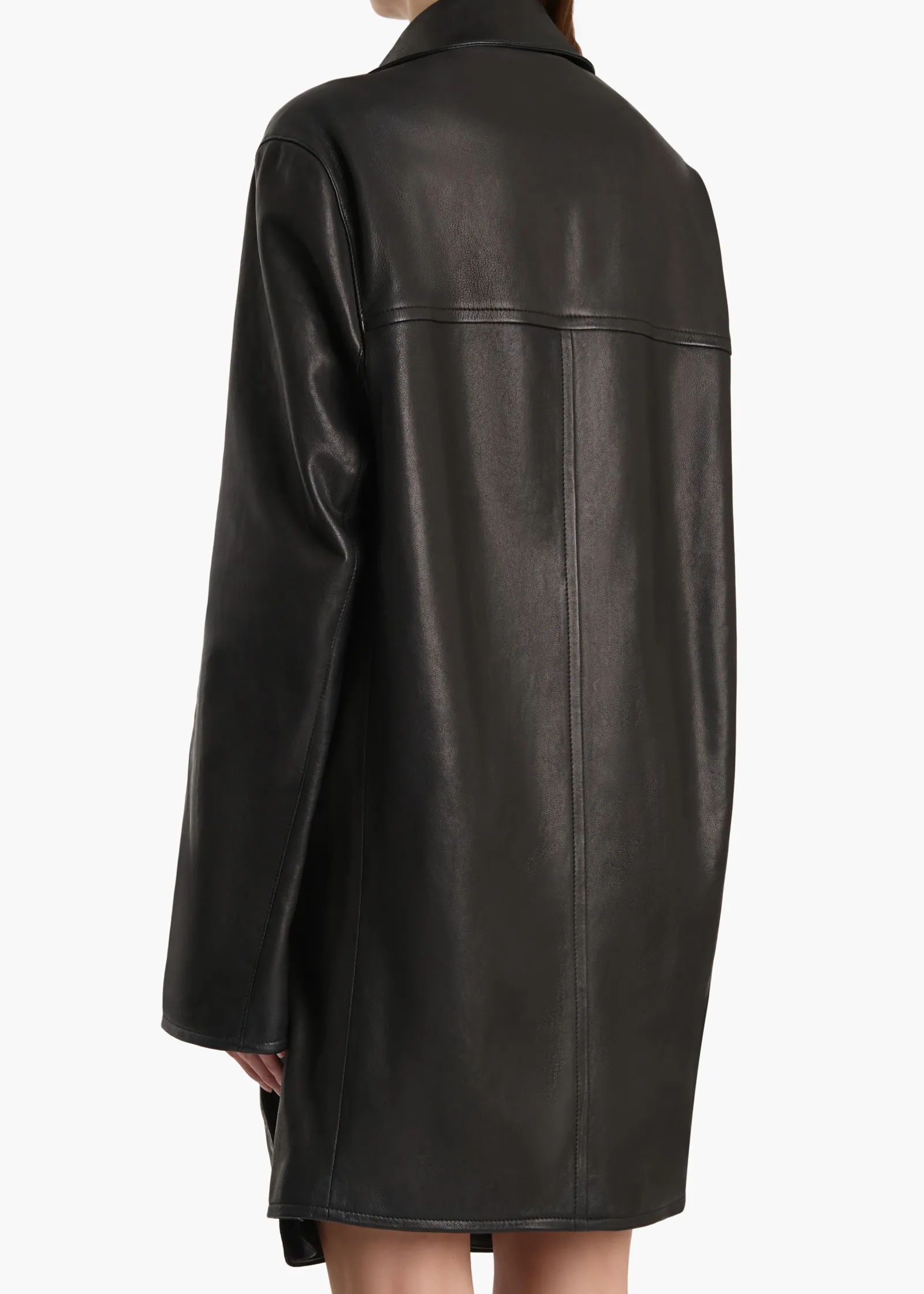 Khaite Leather|Outerwear & Coats-Harmon Coat in Black Washed Leather