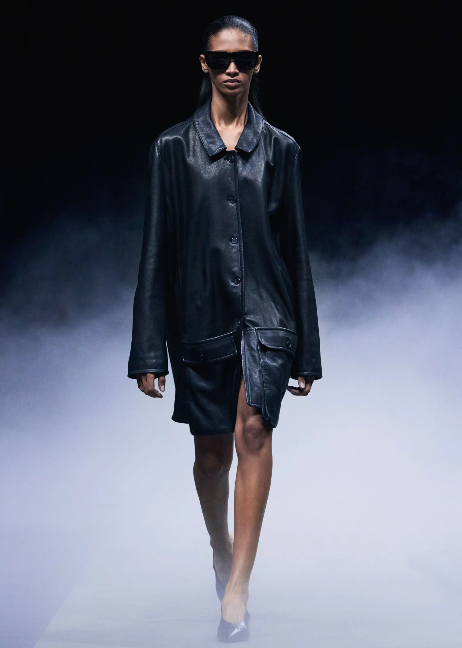 Khaite Leather|Outerwear & Coats-Harmon Coat in Black Washed Leather