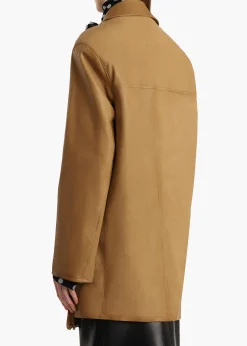 Khaite Leather|Outerwear & Coats-Harmon Coat in Golden Ochre Washed Leather
