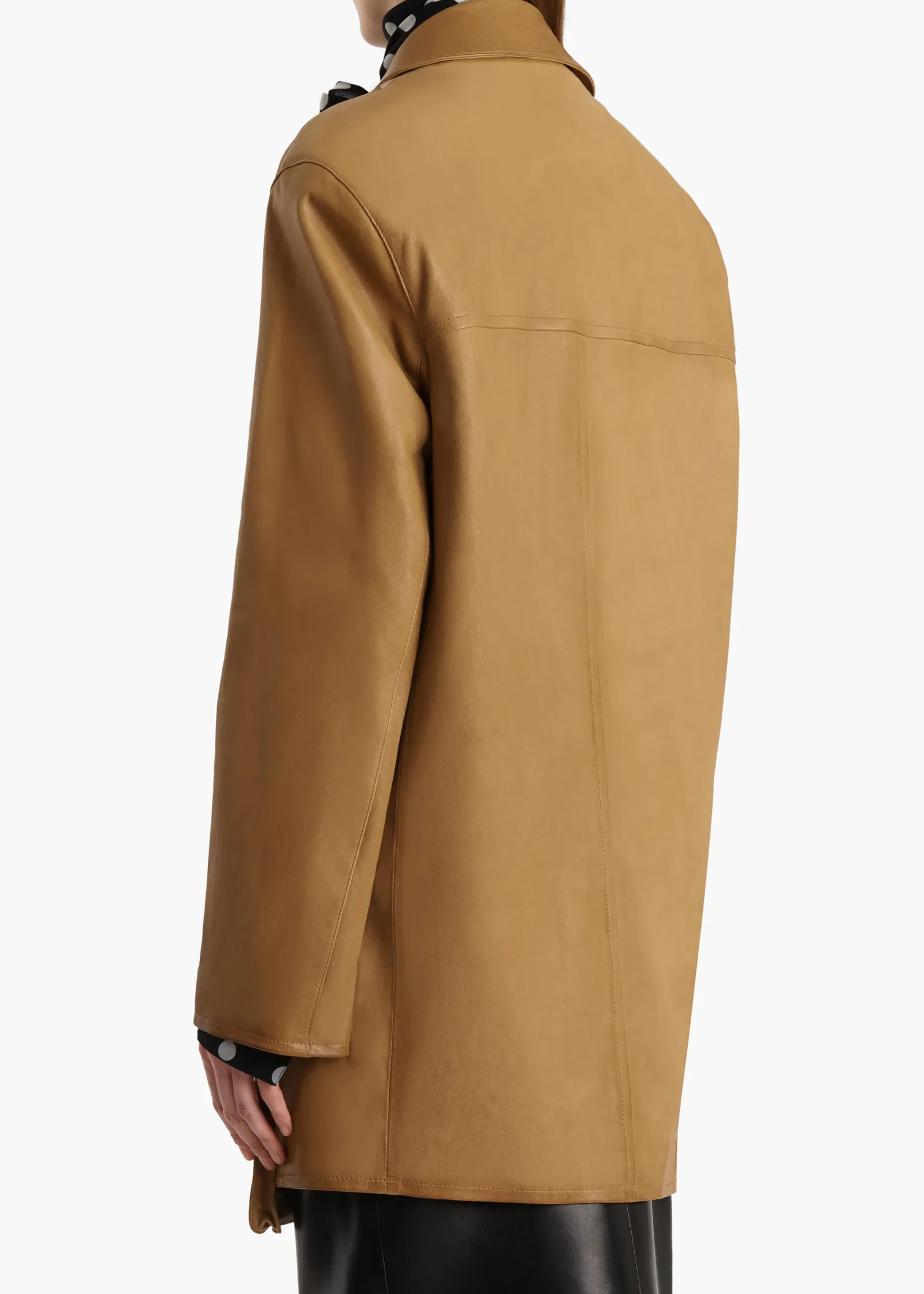 Khaite Leather|Outerwear & Coats-Harmon Coat in Golden Ochre Washed Leather