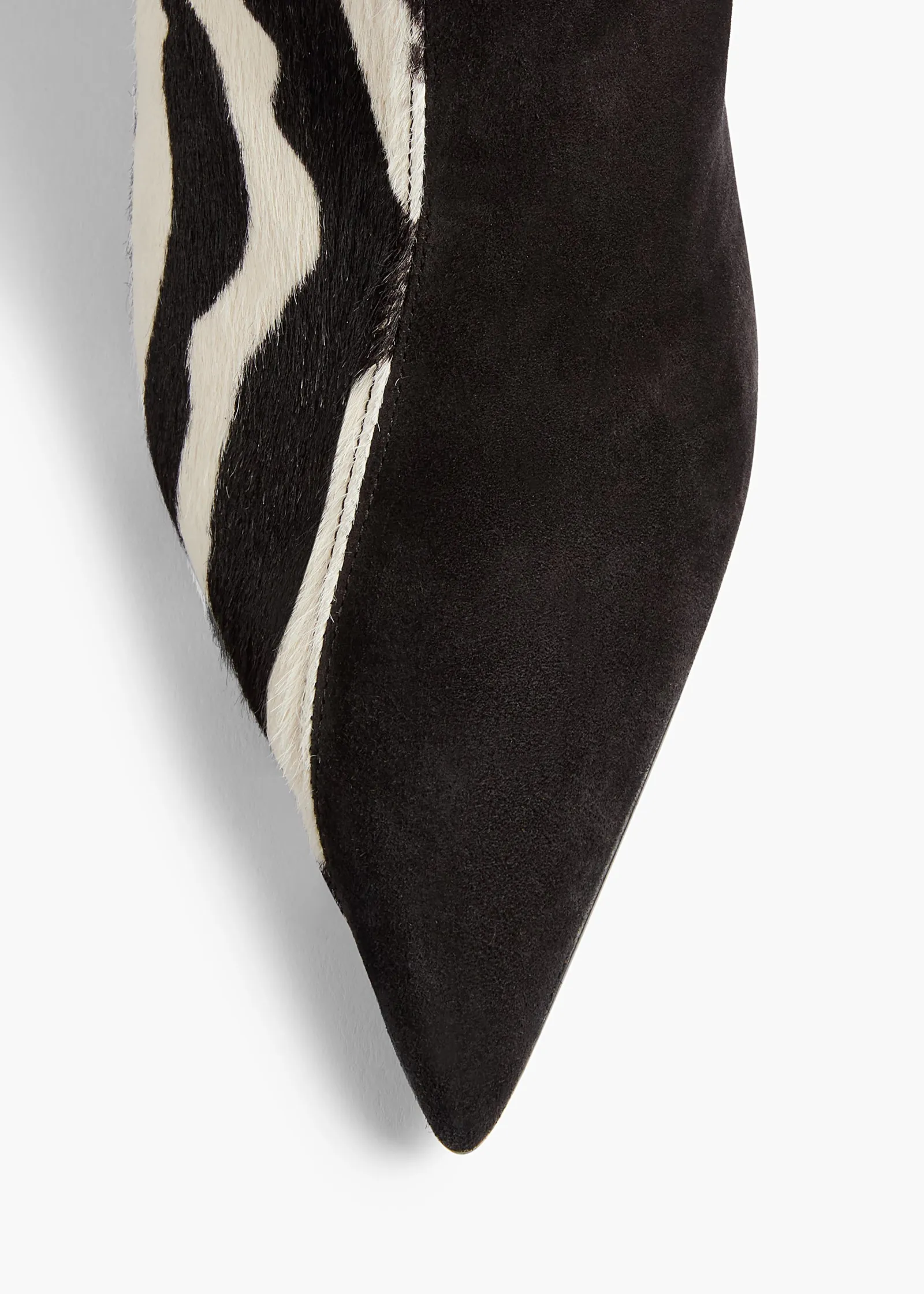 Khaite Boots-Harvey Over-the-Knee High Boot in Zebra Print Haircalf and Black Suede