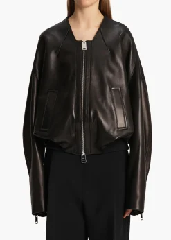 Khaite Leather|Outerwear & Coats-Hewit Jacket in Black Leather