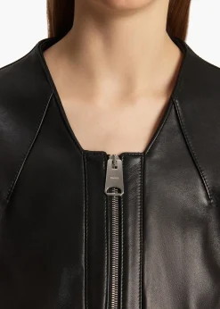 Khaite Leather|Outerwear & Coats-Hewit Jacket in Black Leather