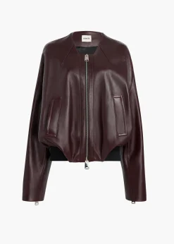 Khaite Leather|Outerwear & Coats-Hewit Jacket in Bordeaux Leather