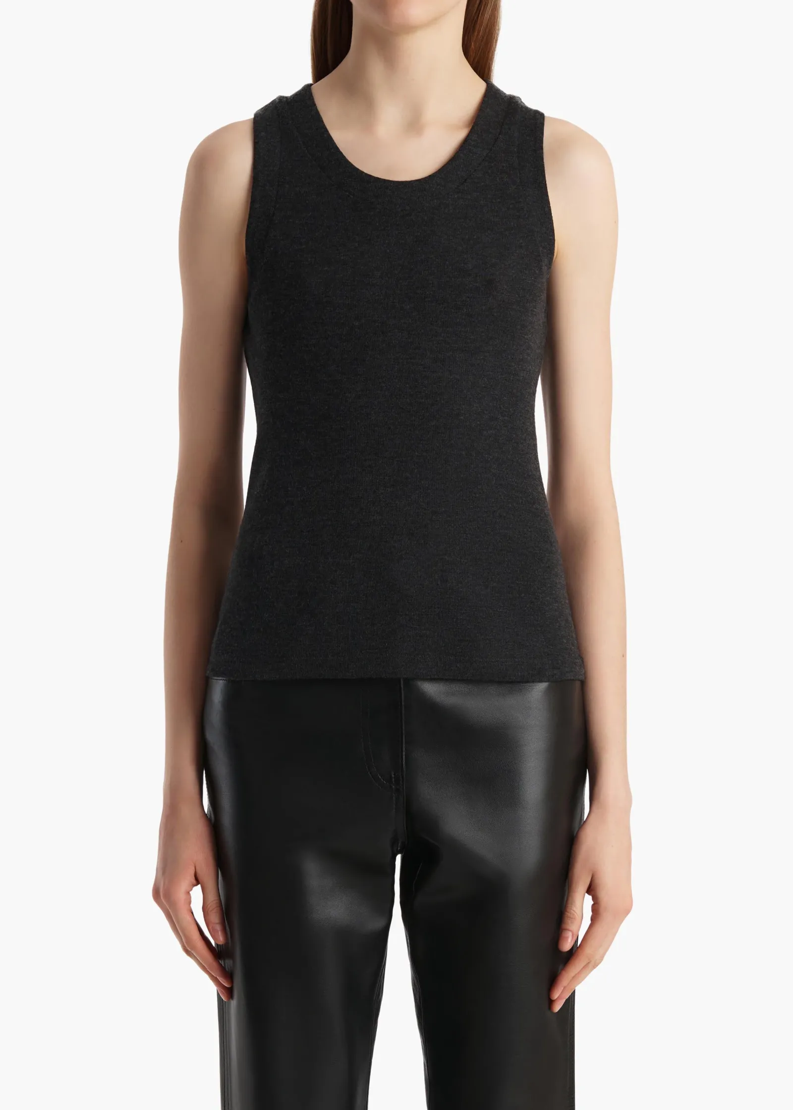 Khaite T-Shirts & Tanks-Isha Top in Charcoal Silk Cashmere Jersey