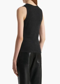 Khaite T-Shirts & Tanks-Isha Top in Charcoal Silk Cashmere Jersey
