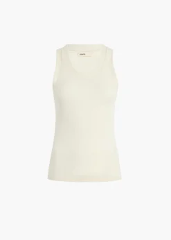 Khaite T-Shirts & Tanks-Isha Top in Cream Silk Cashmere Jersey