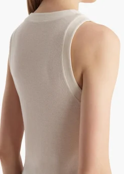 Khaite T-Shirts & Tanks-Isha Top in Cream Silk Cashmere Jersey