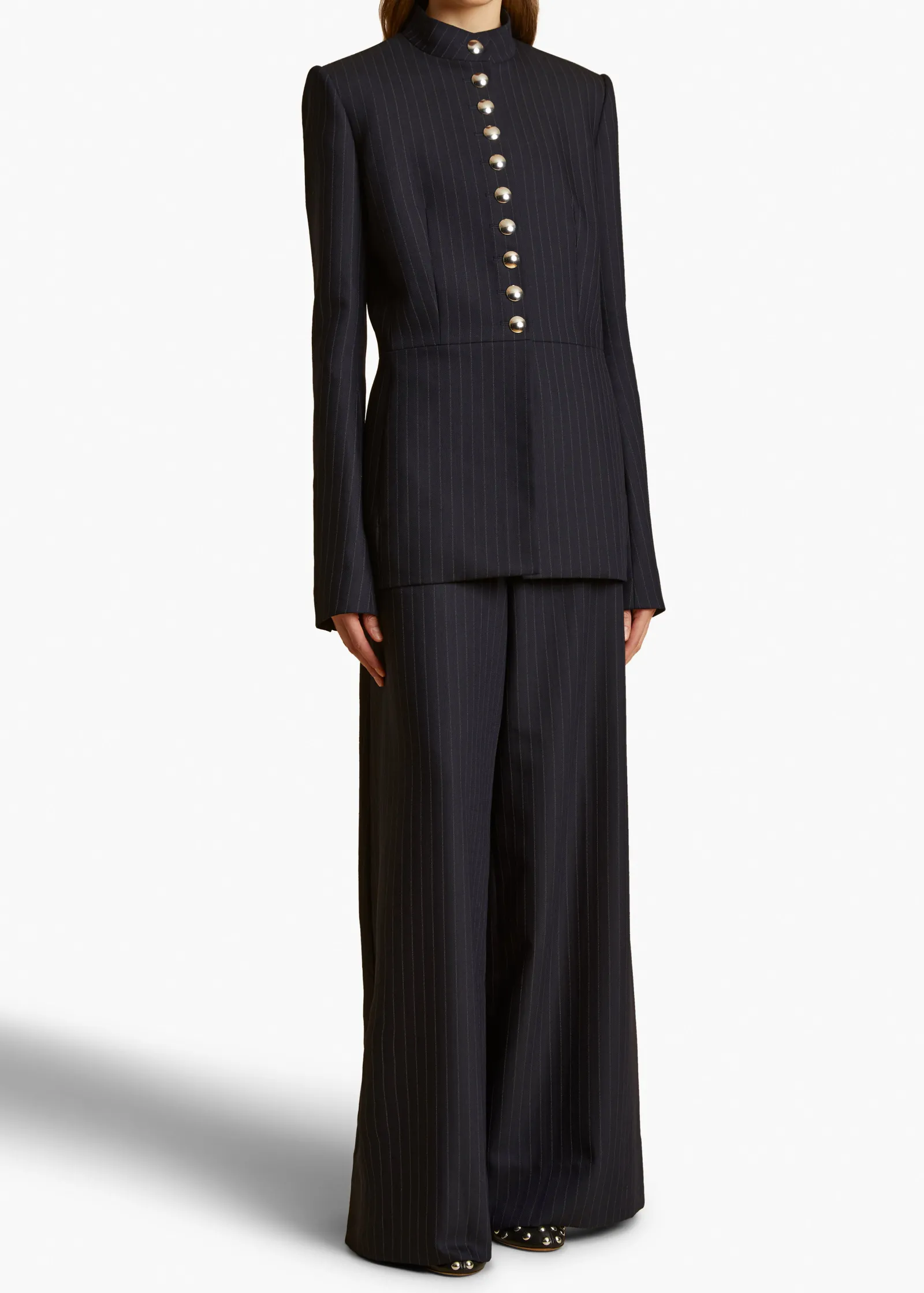 Khaite Pants-Jacob Pant in Navy and White Stripe