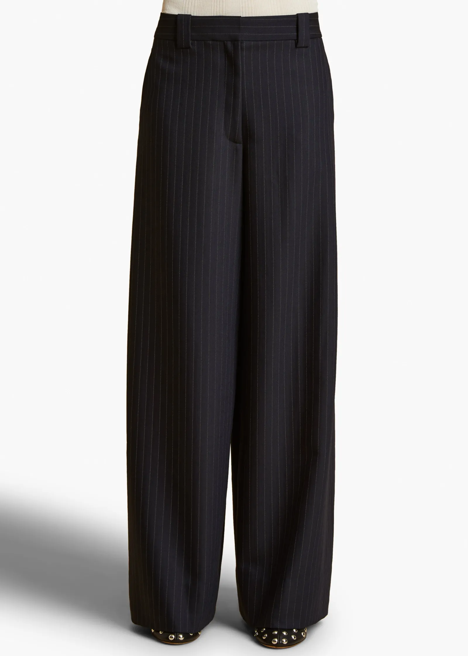 Khaite Pants-Jacob Pant in Navy and White Stripe