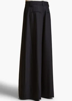 Khaite Pants-Jacob Pant in Navy and White Stripe