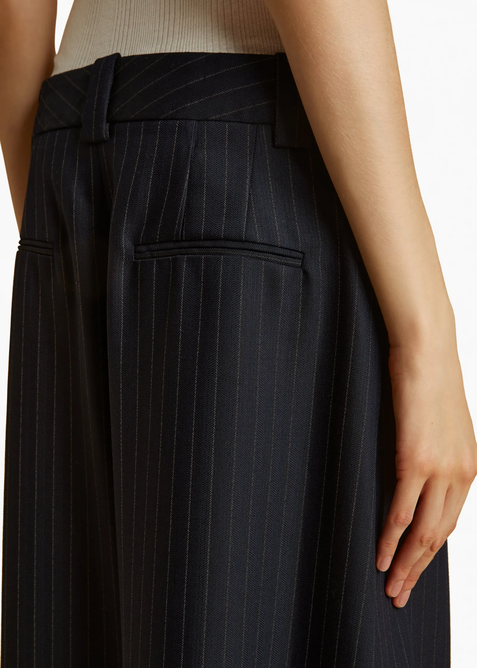 Khaite Pants-Jacob Pant in Navy and White Stripe